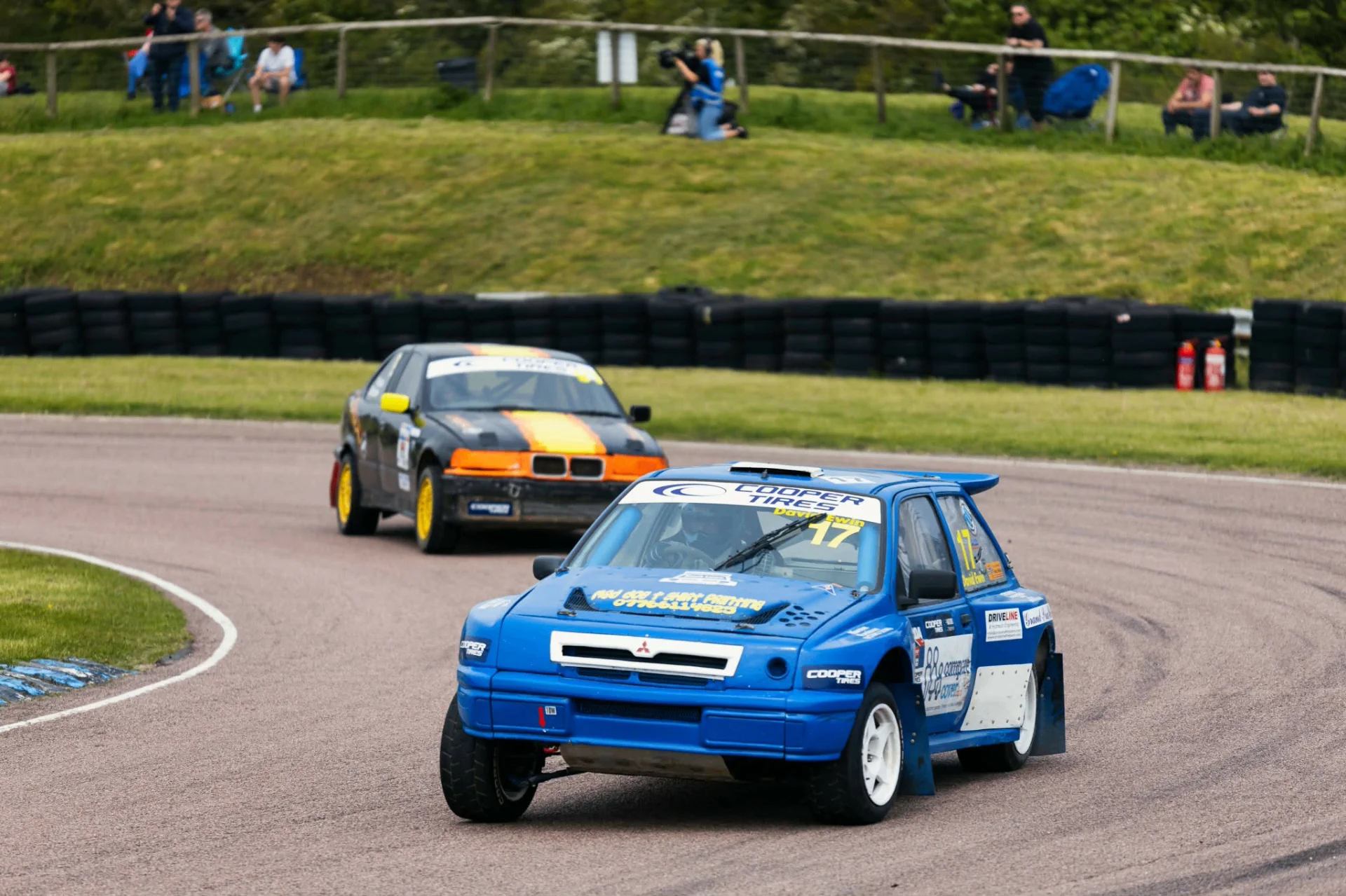 Race-prepared vehicle on track
